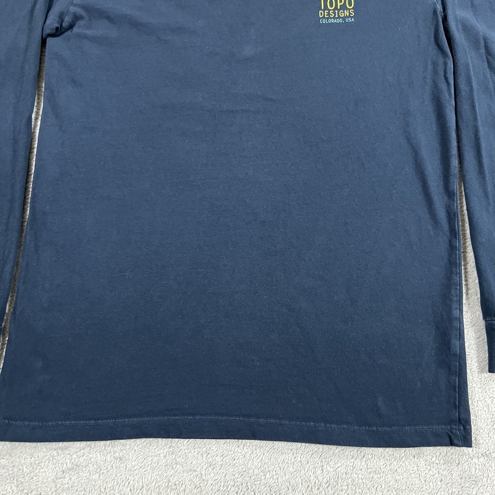 Topo Designs Shirt Mens Small Blue Long Sleeve Tee Colorado USA Casual - Picture 2 of 11